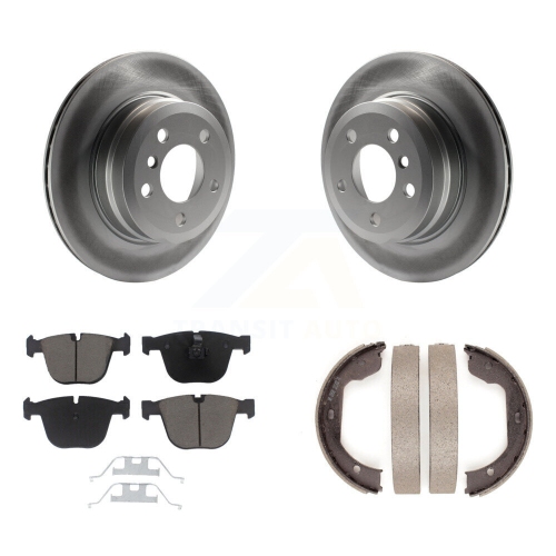Rear Disc Coated Rotors Ceramic Pads Parking Shoes Kit For 09 BMW X6 xDrive35i From 10 08 KGC-103001