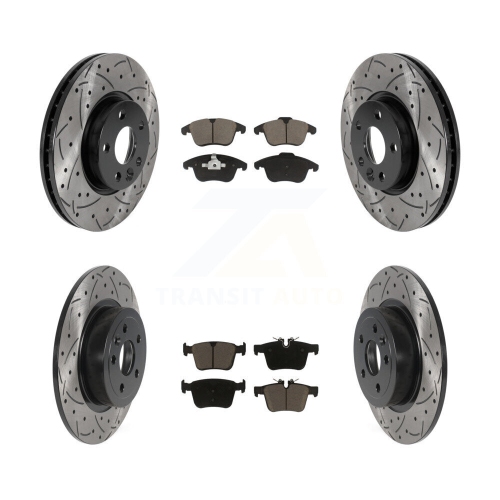 Front Rear Coated Drill Slot Disc Brake Rotor Ceramic Pad Kit For Land Rover Range Evoque KDC-101294