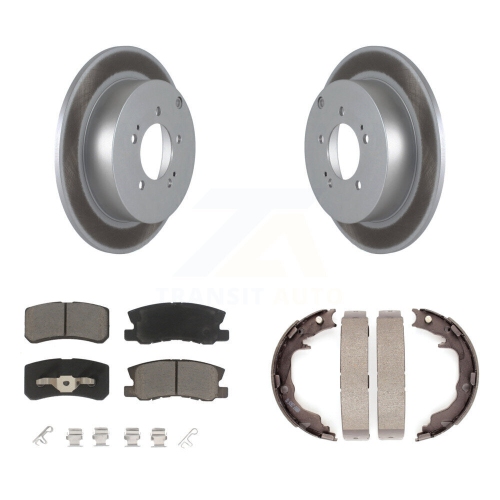 Rear Disc Coated Rotors Ceramic Pads And Parking Brake Shoes Kit For Mitsubishi Outlander KGC-103107
