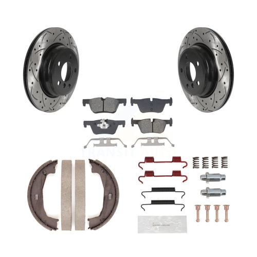 Disques arrière perforés et rainurés Patins semi-métalliques Kit de pièces pour patins de stationnement pour BMW KDS-101408