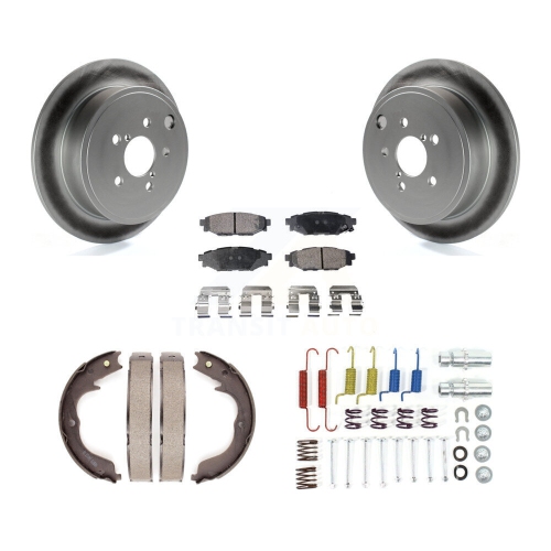 Disques arrière enduits de disques en céramique Plaquettes de frein de stationnement Kit de quincaillerie pour Subaru Impreza KGT-104293