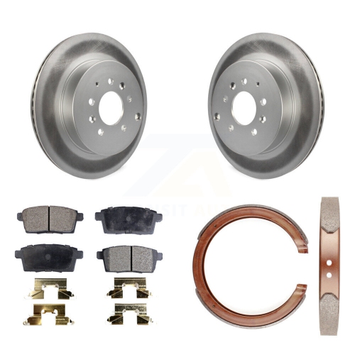 Rear Disc Coated Rotors Ceramic Pads And Parking Brake Shoes Kit For 2007-2012 Mazda CX-9 KGT-103740