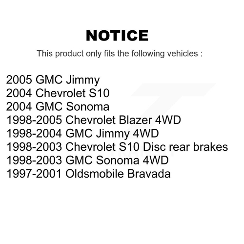 Rear Disc Coated Rotors Ceramic Pads Parking Shoes Kit For Chevrolet GMC Blazer S10 Jimmy KGA-106888