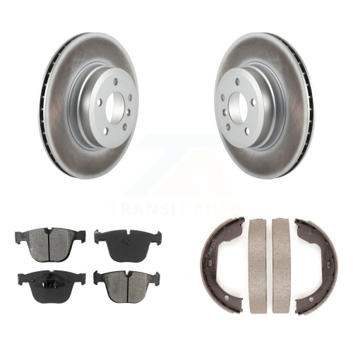 TRANSIT AUTO  Rear Disc Coated Rotors Semi-Metallic Pads And Parking Brake Shoes Kit for Bmw X5 X6 Kgs-103213