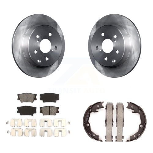 Rear Disc Rotors Semi-Metallic Pads Parking Brake Shoes Kit For Toyota RAV4 Lexus HS250h K8S-104366