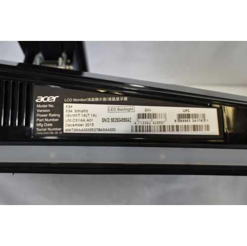 Refurbished - Acer Predator X34 Sbmiiphzx 34" 180 Hz Curved Gaming Monitor