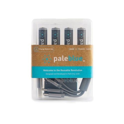 Piles AAA rechargeables par USB bleu pâle, 600&nbsp;mAh au lithium-ion 1,5&nbsp;V, recharge rapide en 60 minutes, paquet de 4 avec indicateur de