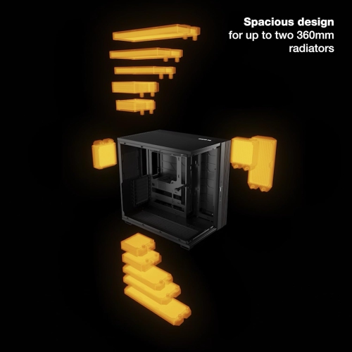 be quiet! Light Base 600 LX Black PC Case, Stunning Panoramic View, Show Case, Dual Chamber Design, Solid ARGB LED Strip, 4 Light Wings LX PWM Fans,