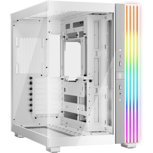 be quiet! Light Base 600 DX White PC Case, Stunning Panoramic View, Show Case, Dual Chamber Design, Solid ARGB LED Strip, Inverted and Horizontal