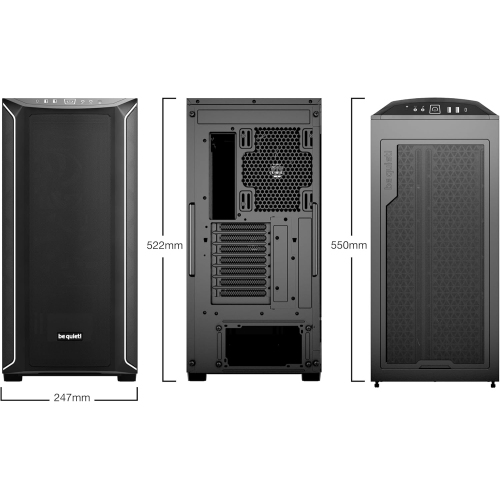 taisez-vous! Shadow Base 800 DX - ARGB - Boîtier de jeu d'ordinateur moyen - Radiateurs 420&nbsp;mm ou prise en charge des cartes mères E-ATX - Noir