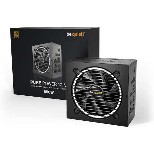 be quiet! Pure Power 12 M 850W ATX 3.1, 80 Plus® Gold Modular Power Supply for PCIe 5.0 GPUs and GPUs with 6+2 pin connectors | 12VHPWR Cable Included