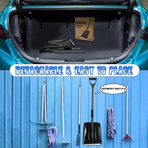 Snow Shovel, Car Snow Shovel, Scoop Shovel with D-Handle, Large Capacity for Snow Removal, 4 in 1 Portable Shovel for Trunk Car Emergency Camping