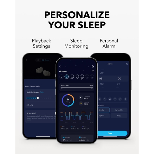 soundcore Sleep A20 by Anker Sleep Earbuds, Noise Blocking Sleep Headphones, Small Earplugs for Side Sleepers, 80H Playtime, Stream Content via