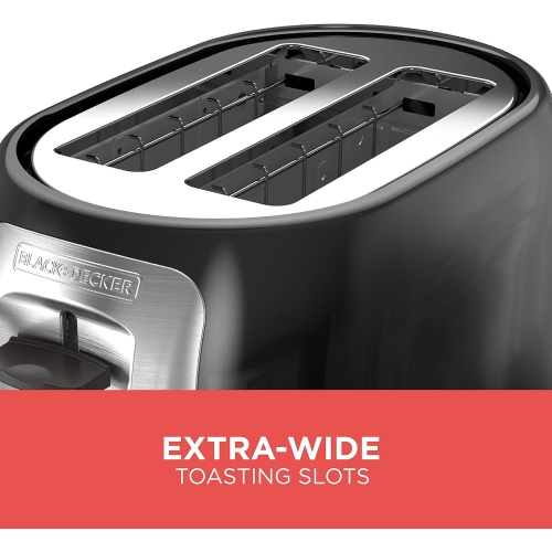 2-Slice Extra Wide Slot Toaster, Classic Oval, Black with Stainless Steel Accents