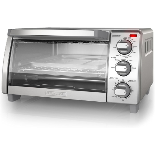 Natural Convection 4-Slice Toaster Oven, Stainless Steel, Bake, Broil, Toast, Keep Warm Cooking Functions