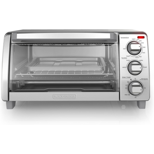 Natural Convection 4-Slice Toaster Oven, Stainless Steel, Bake, Broil, Toast, Keep Warm Cooking Functions