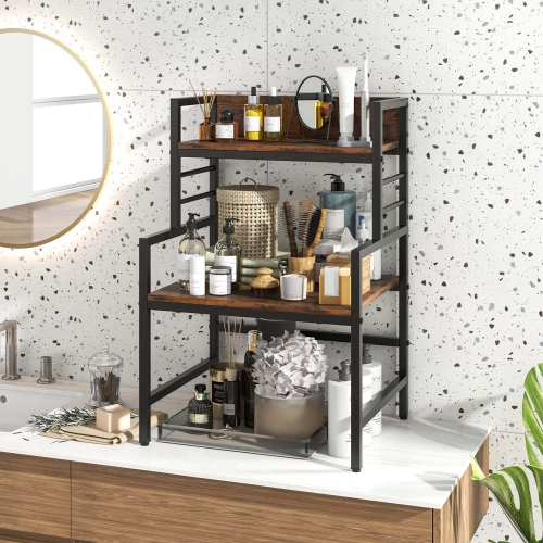 Costway 3-Tier Microwave Stand with Storage Shelves Heavy-Duty Metal Frame Rack Organizer