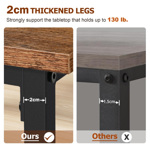 Rectangular Coffee Table Center 35 in, Living Room Tea Table, Wood Top End Table, Rustic Accent Furniture with Metal Frame