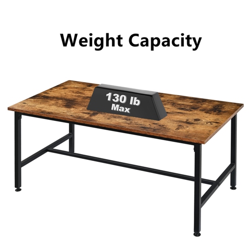 Rectangular Coffee Table Center 35 in, Living Room Tea Table, Wood Top End Table, Rustic Accent Furniture with Metal Frame