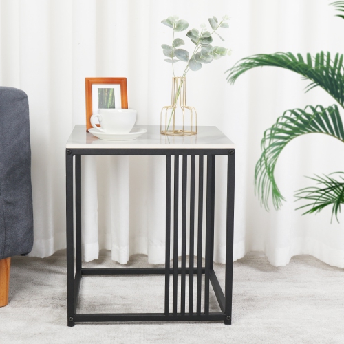 Minimalism Marble End Snack Side Table Natural Marble Texture Side Table Coffee Table for Sofa Coffee Small Space with sintered stone top for Living
