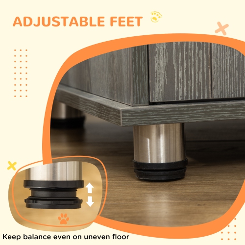 PawHut 33.5"L Dog Crate Furniture with Lockable Magnetic Door, Adjustable Feet, Indoor Dog Kennel End Table for Extra Large, Medium & Small Breeds,