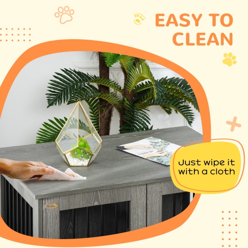 PawHut 33.5"L Dog Crate Furniture with Lockable Magnetic Door, Adjustable Feet, Indoor Dog Kennel End Table for Extra Large, Medium & Small Breeds,