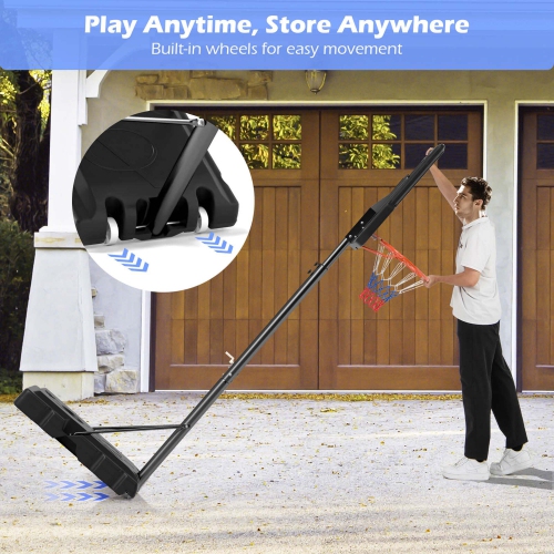 Goplus 7.4-10 FT Basketball Hoop Outdoor System with 44 Inch Shatterproof PC Backboard