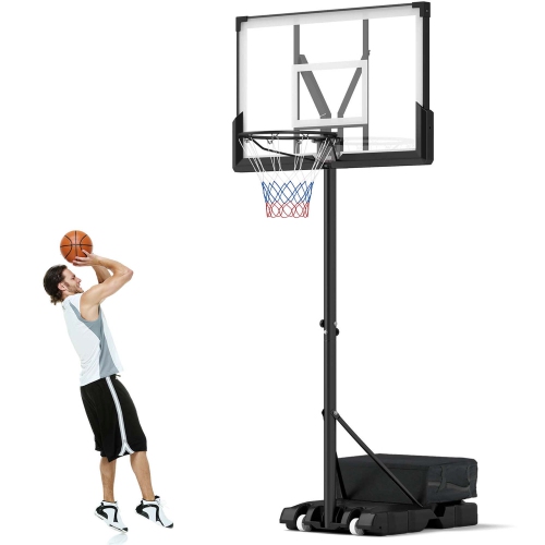 Goplus Basketball Hoop Outdoor System with 45 Inch Shatterproof PC Backboard Wheels