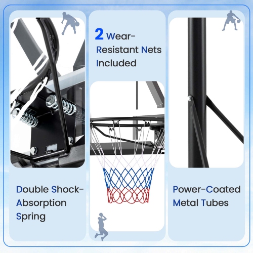 Goplus Basketball Hoop Outdoor System with 45 Inch Shatterproof PC Backboard Wheels
