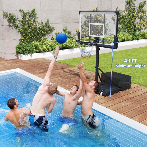 Goplus Basketball Hoop Outdoor System with 45 Inch Shatterproof PC Backboard Wheels