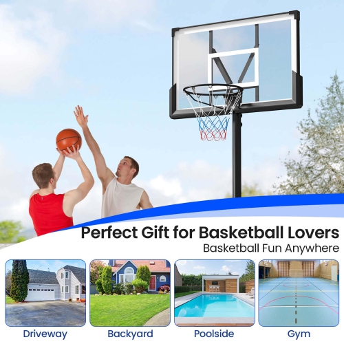 Goplus Basketball Hoop Outdoor System with 45 Inch Shatterproof PC Backboard Wheels
