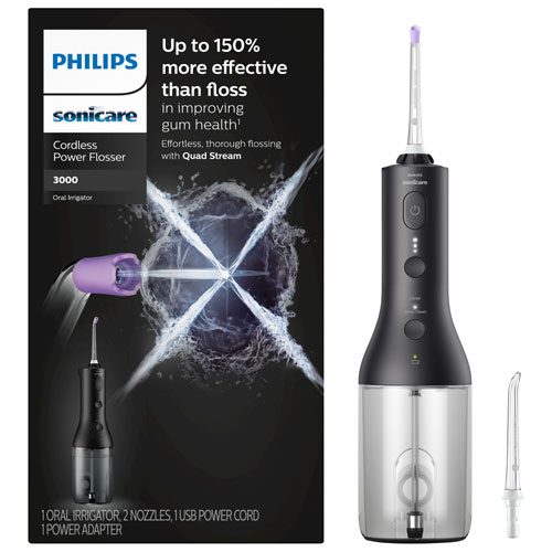 Philips SoniCare 3000 Power Cordless Electric Flosser - Black