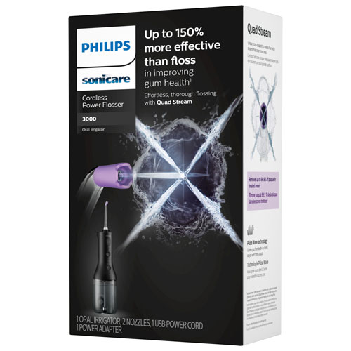 Philips SoniCare 3000 Power Cordless Electric Flosser - Black