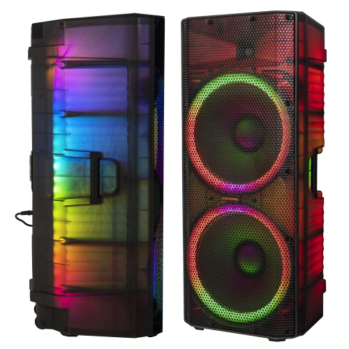 MEMOREX 15″ Twin PA Speaker with Dynamic LED Lighting