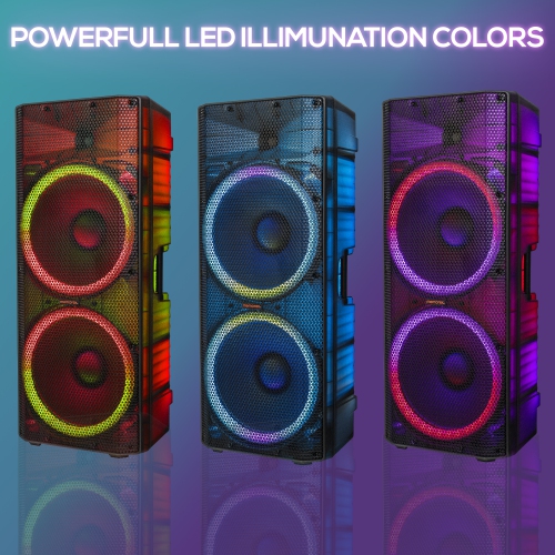 MEMOREX 15″ Twin PA Speaker with Dynamic LED Lighting