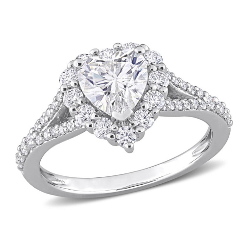 1.57 Carat Synthetic Moissanite Heart Engagement Ring in Sterling Silver