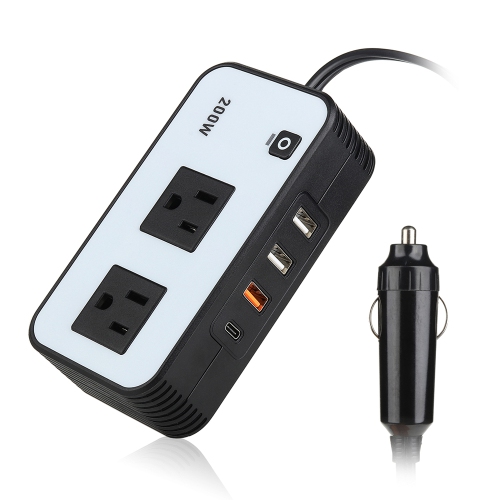 axGear Car Power Inverter 200W USB AC Port 110V Outlet Car Cigarette Lighter