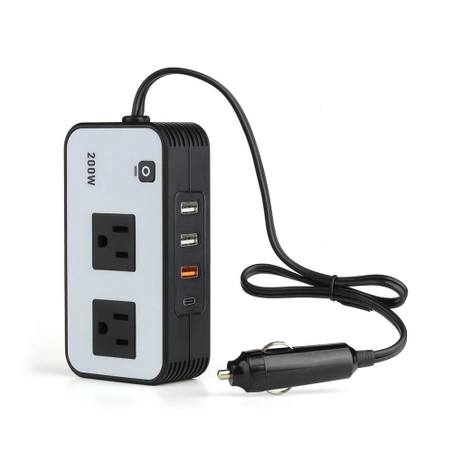 axGear Car Power Inverter 200W USB AC Port 110V Outlet Car Cigarette Lighter
