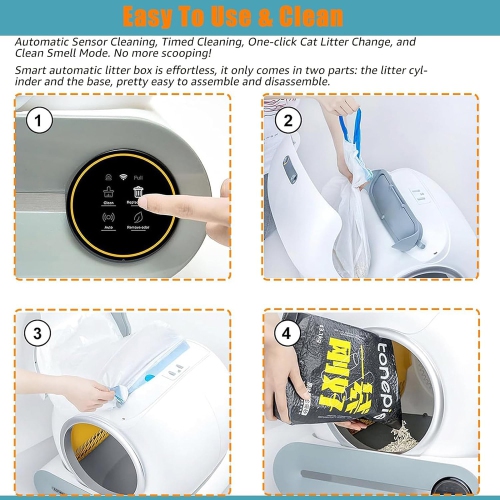 axGear Smart Cat Litter Box Automatic Self Cleaning Odor Removal Large Size Easy Clean