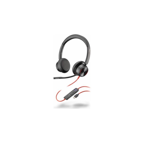 HP POLY  Wire 8225 On-Ear Noise Cancelling USB-C Stereo Headset With Mic - (7E2K8Aa#aba) In Black
