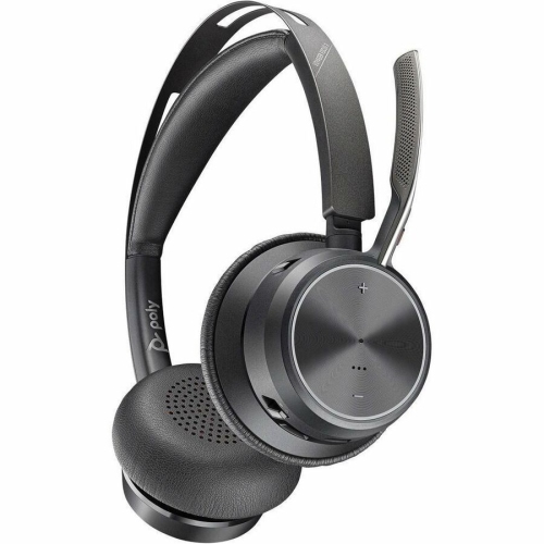 HP Poly Voyager Focus 2 On-Ear Noise Cancelling Wireless USB-A Stereo Headset with Mic - Black