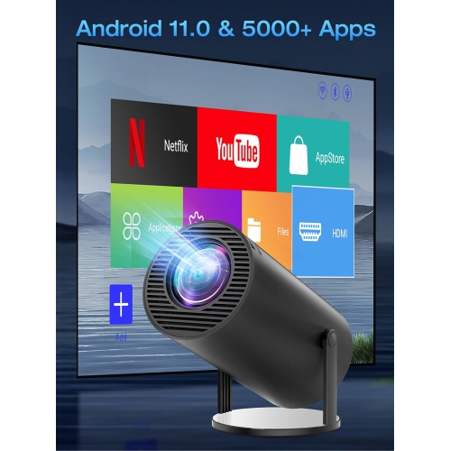 CLOKOWE Portable 4K Mini Projector with WiFi and Bluetooth-Full HD 1080P Supported,180°Rotation Outdoor Movie Projector, Compatible with TV Stick/