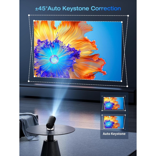 CLOKOWE Portable 4K Mini Projector with WiFi and Bluetooth-Full HD 1080P Supported,180°Rotation Outdoor Movie Projector, Compatible with TV Stick/