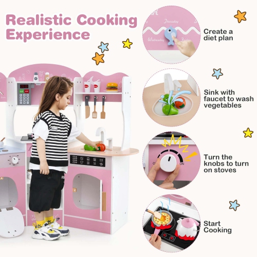 Honeyjoy Corner Kitchen Playset with Coffee Machine Oven Microwave Washing Machine