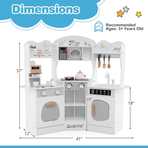 Honeyjoy Corner Kitchen Playset with Coffee Machine Oven Microwave Washing Machine