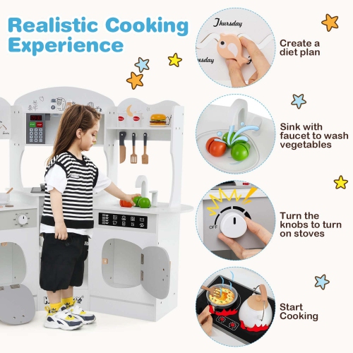 Honeyjoy Corner Kitchen Playset with Coffee Machine Oven Microwave Washing Machine