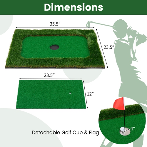 Costway Rectangular Floating Golf Green for Pool Includes Golf Hitting Mat 6 Golf Balls