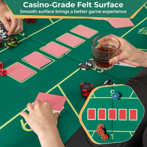 Table de jeu de cartes Costway 8 Players avec surface en feutre de qualité casino de 8 porte-gobelets