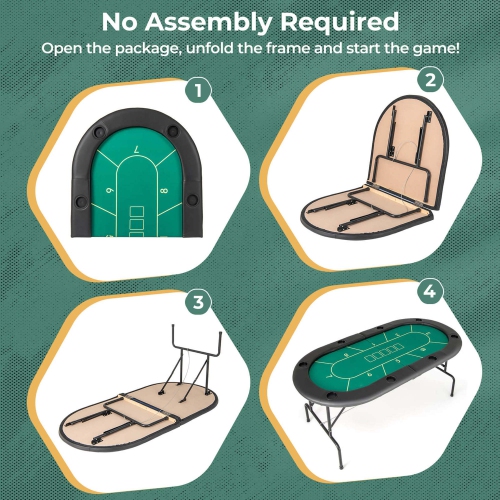 Table de jeu de cartes Costway 8 Players avec surface en feutre de qualité casino de 8 porte-gobelets