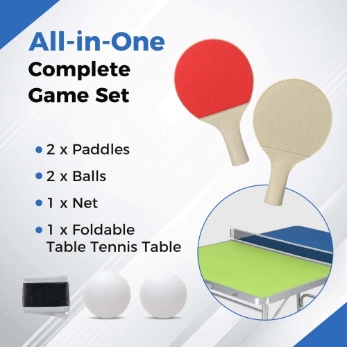 Costway 47" x 30" Mini Table Tennis Table with Adjustable Height for Indoor Outdoor